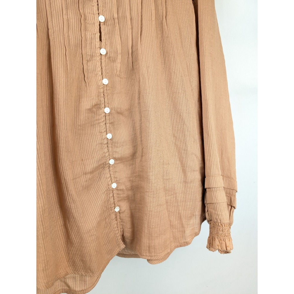 Quince Organic Textured Cotton Peasant Blouse Size XL Orange Ruffle Cottagecore - Picture 4 of 10